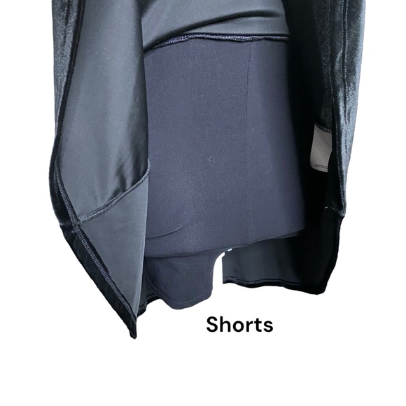 Express Velvet Mini Dress Black Fit Flare Deep V Neck Sleeveless Skort Sz XS - Picture 8 of 9